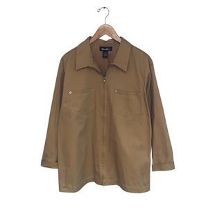 Denim&Co Vintage Light‎ Jacket Utility Workwear Tan Khaki Women’s  Size Large
